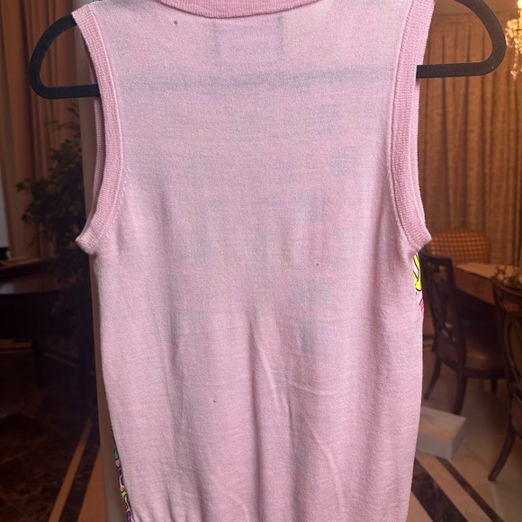 Boutique Moschino Graphic Logo Sleeveless Knit Top | Pink | Size S - Picture 7 of 7